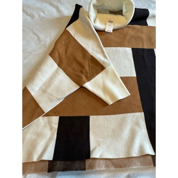 Anthropologie one size color block turtleneck sweater poncho - NWT - Picture 4 of 10